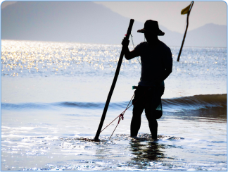 Notícia 4 - Pescador na orla da praia